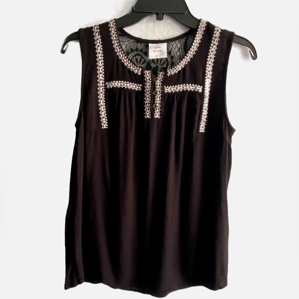 Knox Rose Sleeveless Top, Embroidered Detail